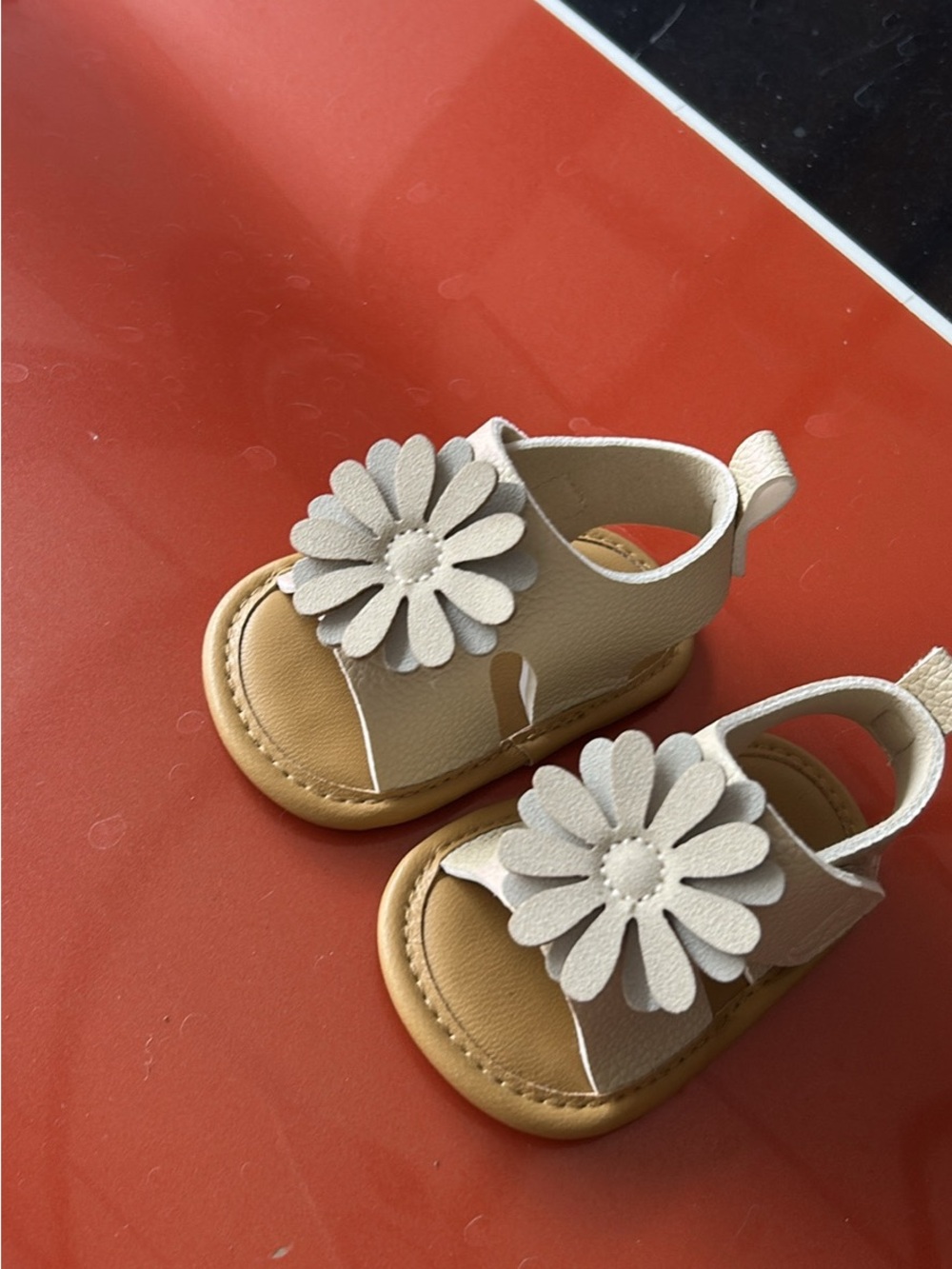 Kids Neutral Flower-Accent Sandals - Cream